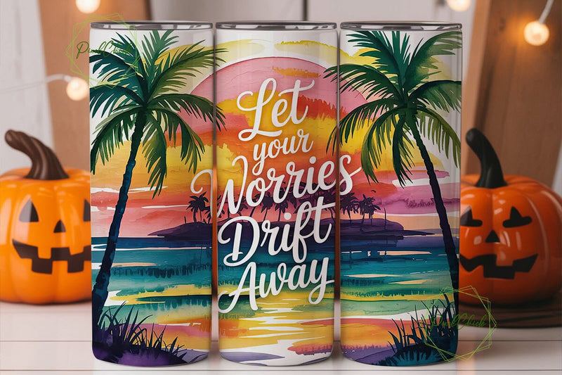 Sunset Palm Beach 20oz Tumbler Wrap Sublimation PixelChick 