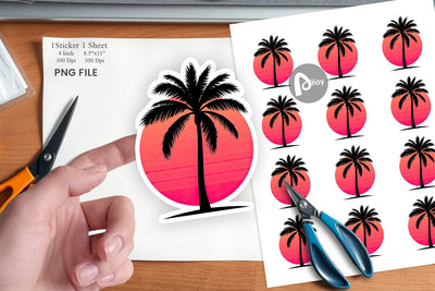 Sunset Palm Tree Sticker Sublimation artnoy 