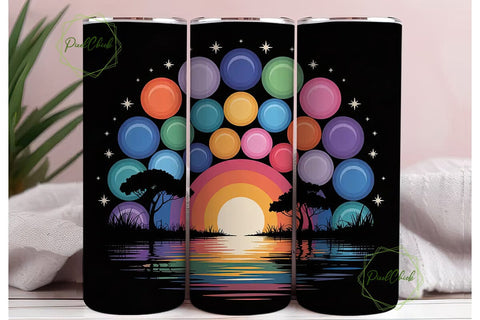 Sunset Pointillism Tumbler Wrap Sublimation PixelChick 