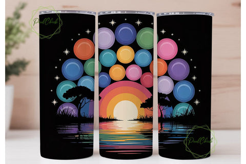Sunset Pointillism Tumbler Wrap Sublimation PixelChick 