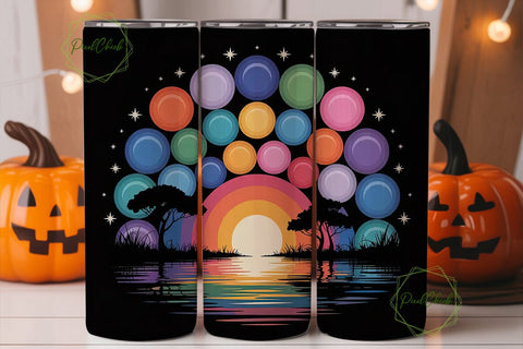 Sunset Pointillism Tumbler Wrap Sublimation PixelChick 