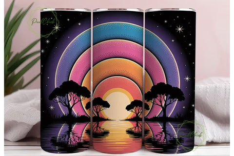 Sunset Pointillism Tumbler Wrap Sublimation PixelChick 