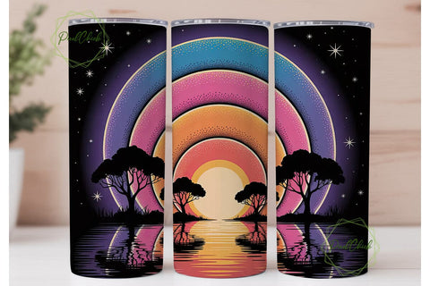 Sunset Pointillism Tumbler Wrap Sublimation PixelChick 