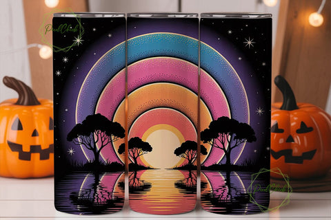 Sunset Pointillism Tumbler Wrap Sublimation PixelChick 