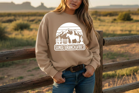 Sunset Ranch Vibes Svg, Western Cowgirl Svg, Ranch Life Svg, Country Girl Shirt Svg, Western Svg, Rodeo Shirt Cricut File, Cowgirl Shirt Svg SVG TiffsCraftyCreations 