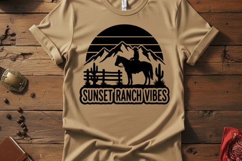 Sunset Ranch Vibes Svg, Western Cowgirl Svg, Ranch Life Svg, Country Girl Shirt Svg, Western Svg, Rodeo Shirt Cricut File, Cowgirl Shirt Svg SVG TiffsCraftyCreations 