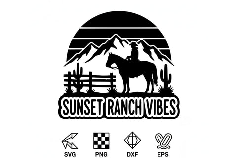 Sunset Ranch Vibes Svg, Western Cowgirl Svg, Ranch Life Svg, Country Girl Shirt Svg, Western Svg, Rodeo Shirt Cricut File, Cowgirl Shirt Svg SVG TiffsCraftyCreations 