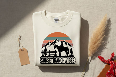 Sunset Ranch Vibes Svg, Western Cowgirl Svg, Ranch Life Svg, Country Girl Shirt Svg, Western Svg, Rodeo Shirt Cricut File, Cowgirl Shirt Svg SVG TiffsCraftyCreations 
