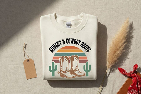 Sunset Ranch Vibes Svg, Western Cowgirl Svg, Ranch Life Svg, Country Girl Shirt Svg, Western Svg, Rodeo Shirt Cricut File, Cowgirl Shirt Svg SVG TiffsCraftyCreations 