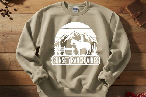 Sunset Ranch Vibes Svg, Western Cowgirl Svg, Ranch Life Svg, Country Girl Shirt Svg, Western Svg, Rodeo Shirt Cricut File, Cowgirl Shirt Svg SVG TiffsCraftyCreations 