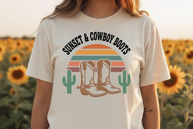 Sunset Ranch Vibes Svg, Western Cowgirl Svg, Ranch Life Svg, Country Girl Shirt Svg, Western Svg, Rodeo Shirt Cricut File, Cowgirl Shirt Svg SVG TiffsCraftyCreations 