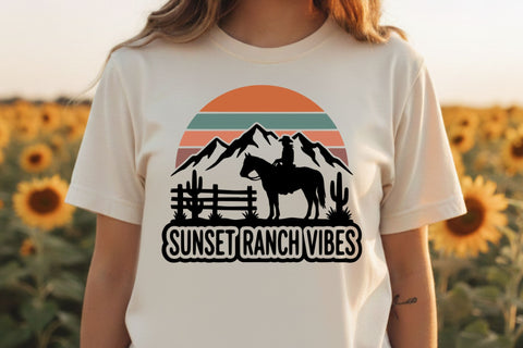 Sunset Ranch Vibes Svg, Western Cowgirl Svg, Ranch Life Svg, Country Girl Shirt Svg, Western Svg, Rodeo Shirt Cricut File, Cowgirl Shirt Svg SVG TiffsCraftyCreations 