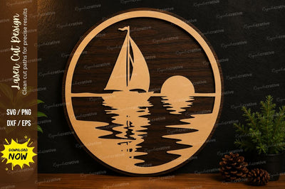 Sunset Sailboat Laser Cut SVG Design SVG Regulrcrative 