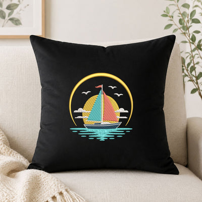 Sunset Sailboat Machine Embroidery Design Nautical Sailing Ocean Embroidery File Embroidery/Applique DESIGNS PatternFeed8 