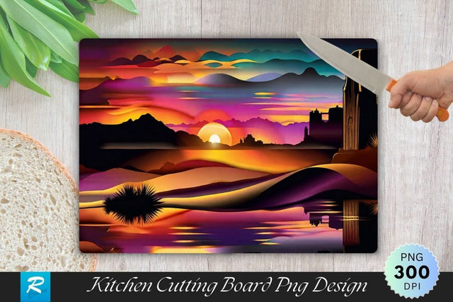Sunset Scenery Cutting Board PNG Sublimation Regulrcrative 