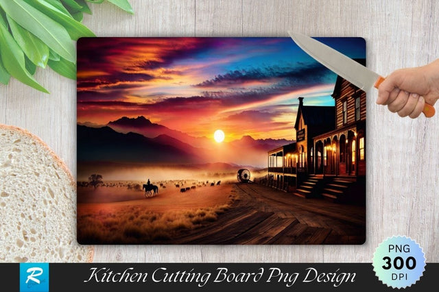 Sunset Scenery Cutting Board PNG Sublimation Regulrcrative 