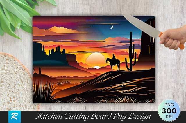 Sunset Scenery Cutting Board PNG Sublimation Regulrcrative 