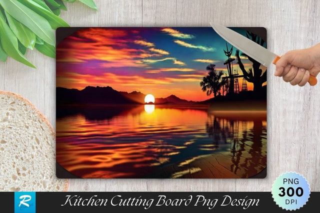 Sunset Scenery Cutting Board PNG Sublimation Regulrcrative 