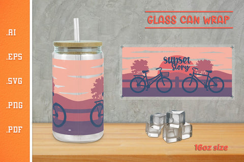 Sunset Story Glass Can Wrap 16Oz SVG SVG Slim Studio 
