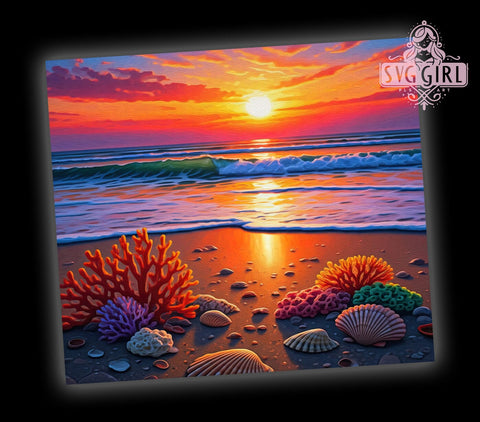 Sunset Tropical Beach Tumbler Wrap, Sunset Tumbler Wrap, Tropical Beach Design, Sublimation Art, 20oz Tumbler, Summer Drinkware, Vacation Gift, Nature Theme Sublimation SvggirlplusArt 