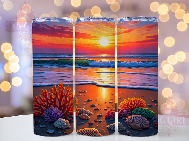 Sunset Tropical Beach Tumbler Wrap, Sunset Tumbler Wrap, Tropical Beach Design, Sublimation Art, 20oz Tumbler, Summer Drinkware, Vacation Gift, Nature Theme Sublimation SvggirlplusArt 