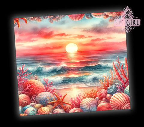 Sunset Tropical Beach Tumbler Wrap, Sunset Tumbler Wrap, Tropical Beach Design, Sublimation Art, 20oz Tumbler, Summer Drinkware, Vacation Gift, Nature Theme Sublimation SvggirlplusArt 