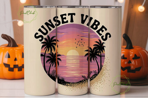 Sunset Vibes 20oz Tumbler Wrap Sublimation PixelChick 