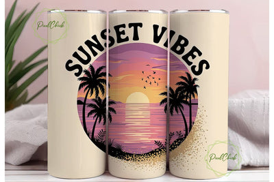 Sunset Vibes 20oz Tumbler Wrap Sublimation PixelChick 