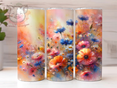 Sunset Watercolor Wildflower Tumbler, Watercolor Floral Tumbler, Field Flowers Wrap, Summer Bloom Wrap, Artistic Flower Wrap, Sublimation Design, Trendy Gift Idea Sublimation Lara' s Designs 