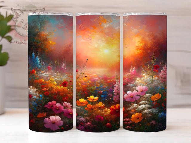 Sunset Watercolor Wildflower Tumbler, Watercolor Floral Tumbler, Field Flowers Wrap, Summer Bloom Wrap, Artistic Flower Wrap, Sublimation Design, Trendy Gift Idea Sublimation Lara' s Designs 