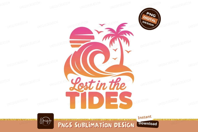 Sunset wave palm tree birds island Sublimation Designangry 