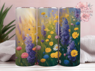 Sunset Wildflower Vibrant Tumbler Wrap, Sunset Background, Wildflower Theme, Nature Style, Colorful Wrap, Elegant Design, Sublimation Design Sublimation Li Zamperini 