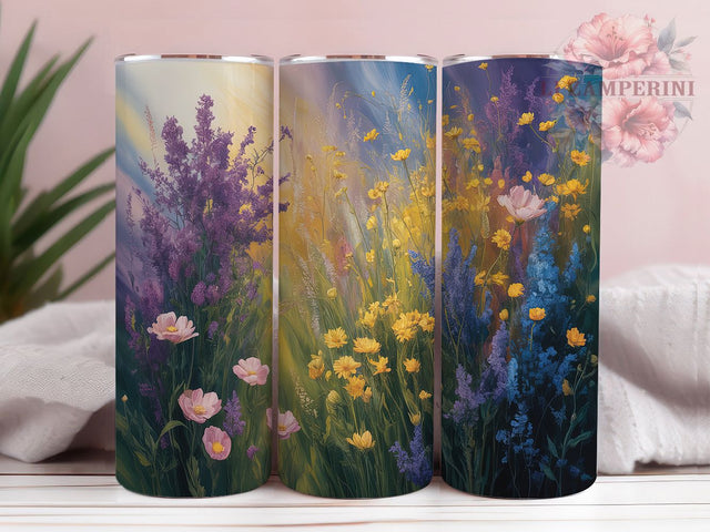 Sunset Wildflower Vibrant Tumbler Wrap, Sunset Background, Wildflower Theme, Nature Style, Colorful Wrap, Elegant Design, Sublimation Design Sublimation Li Zamperini 