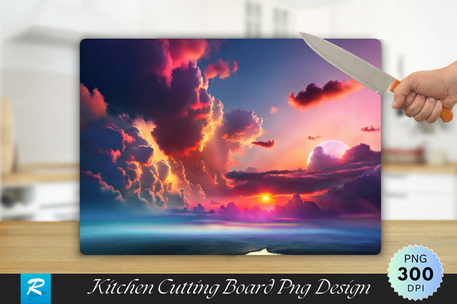 Sunset with a Cloud in the Sky Cutting Board Sublimation Regulrcrative 