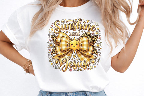 Sunshine and Jesus Coquette Bow Summer Sublimation designmaster24 
