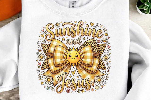 Sunshine and Jesus Coquette Bow Summer Sublimation designmaster24 