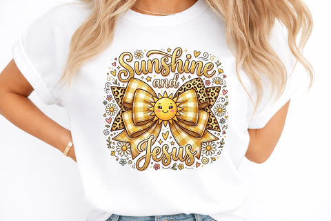 Sunshine and Jesus Coquette Bow Summer Sublimation designmaster24 