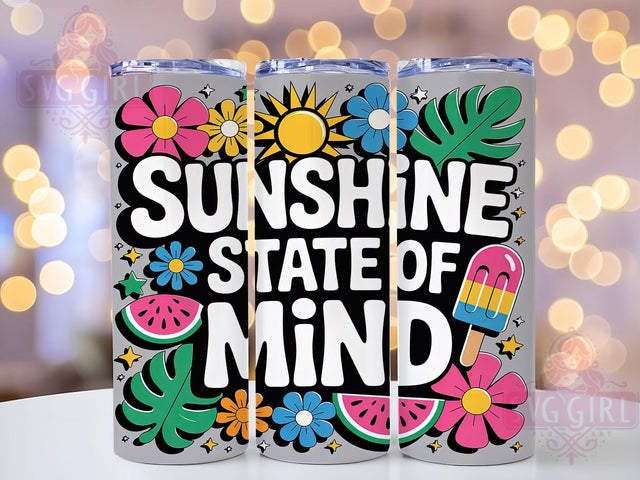 Sunshine Coast Designs 20oz Tumbler, Tropical Summer Design, Bright Coastal Illustration, Sublimation Tumbler Wrap, 20oz Tumbler, Fun Summer Gift, Cheerful Beach Style Sublimation SvggirlplusArt 