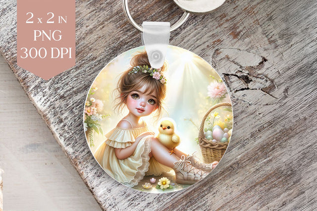 Sunshine Easter Girl Keychain PNG Sublimation BijouBay 