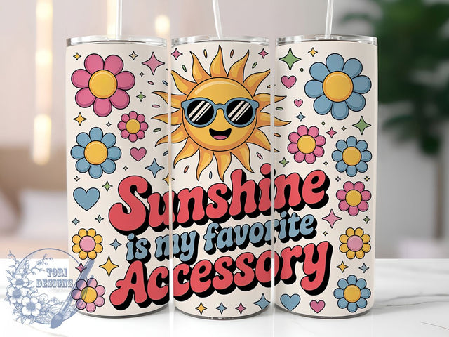 Sunshine Favorite 20oz Tumbler, Favorite Accessory Phrase, Cheerful Summer Illustration, Sublimation Tumbler Wrap, 20oz Tumbler, Fun Summer Gift, Bright Coastal Style Sublimation ToriDesigns 
