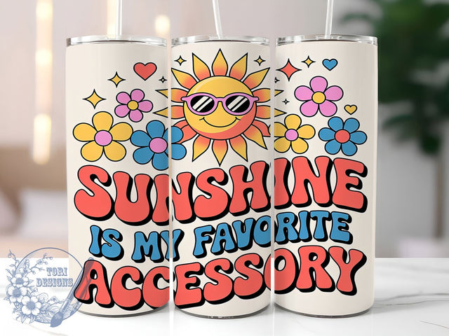 Sunshine Favorite 20oz Tumbler, Favorite Accessory Phrase, Cheerful Summer Illustration, Sublimation Tumbler Wrap, 20oz Tumbler, Fun Summer Gift, Bright Coastal Style Sublimation ToriDesigns 