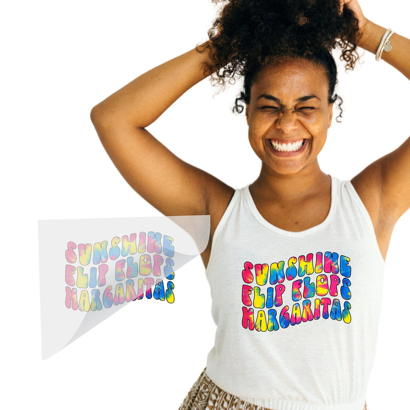 Sunshine Flip Flops DTF Transfer Physical So Fontsy T-Shirt Iron-On Transfer Shop