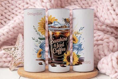Sunshine & Iced Coffee 20oz Tumbler Wrap Sublimation DesignSVG 