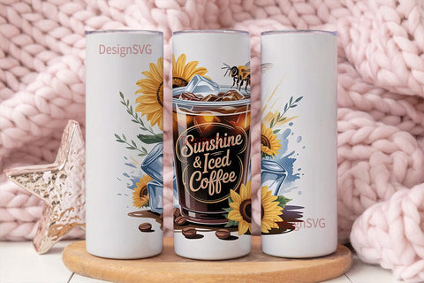 Sunshine & Iced Coffee 20oz Tumbler Wrap Sublimation DesignSVG 