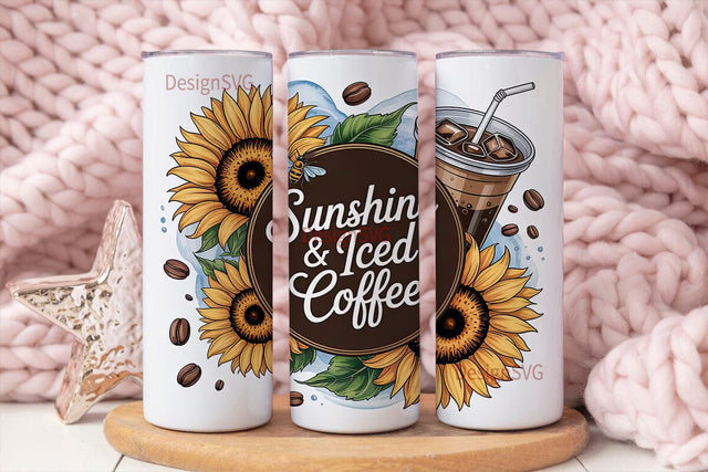 Sunshine & Iced Coffee 20oz Tumbler Wrap Sublimation DesignSVG 
