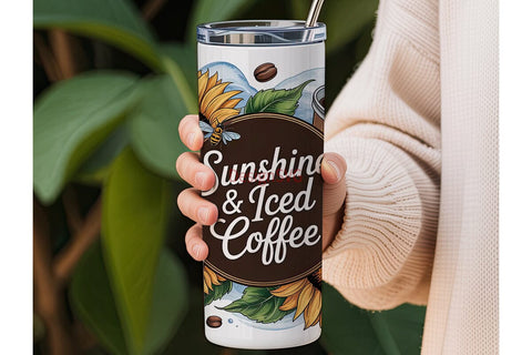 Sunshine & Iced Coffee 20oz Tumbler Wrap Sublimation DesignSVG 