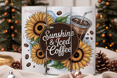 Sunshine & Iced Coffee 20oz Tumbler Wrap Sublimation DesignSVG 