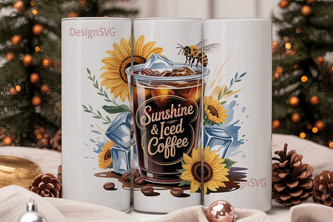 Sunshine & Iced Coffee 20oz Tumbler Wrap Sublimation DesignSVG 