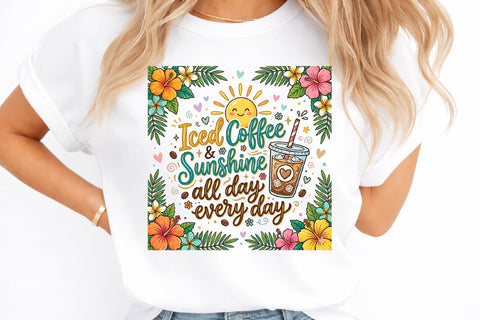 Sunshine & Iced Coffee PNG, Iced Coffee Sublimation designmaster24 