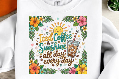 Sunshine & Iced Coffee PNG, Iced Coffee Sublimation designmaster24 